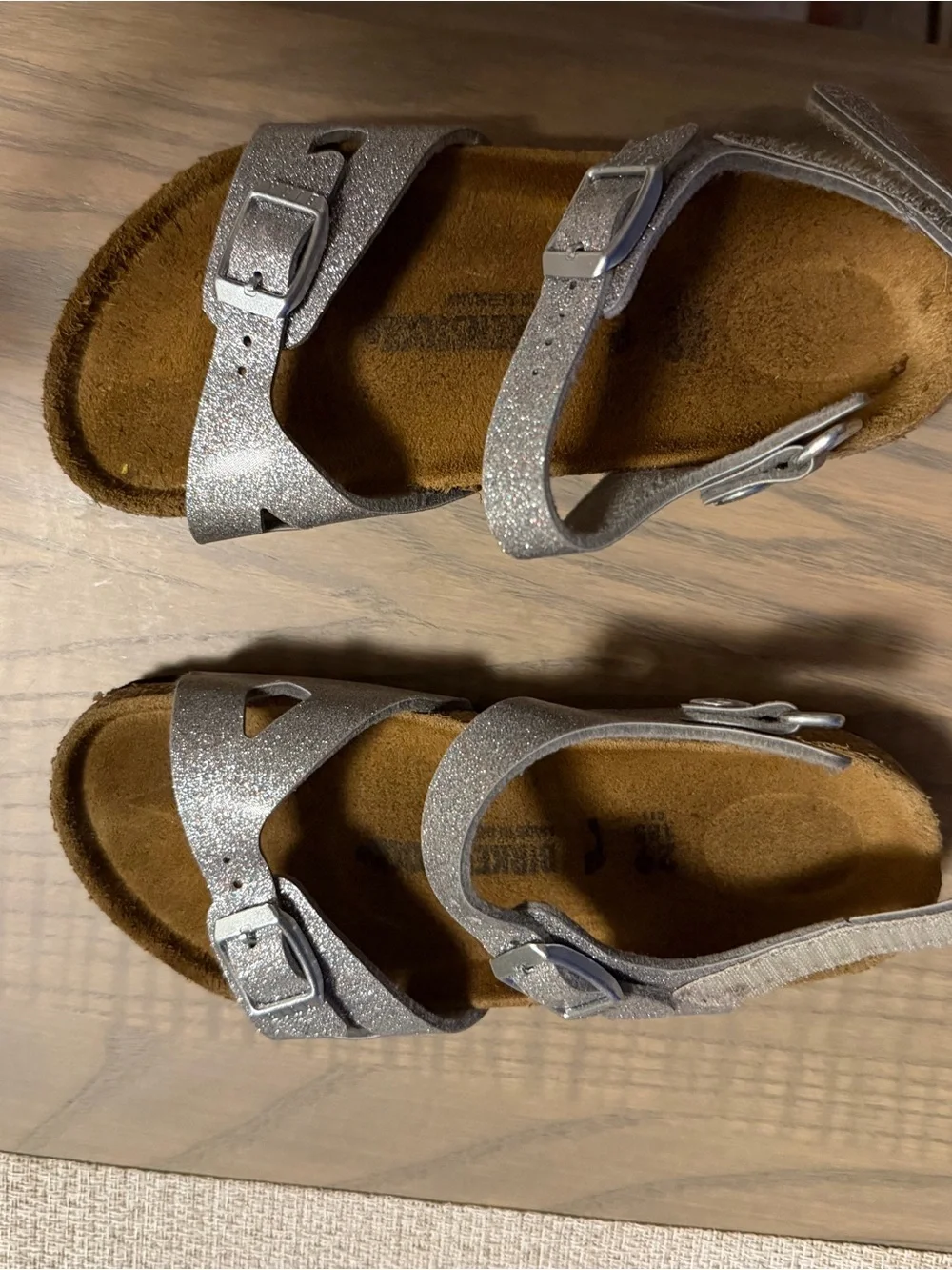 Women's Silver Glitter Buckle Sandals